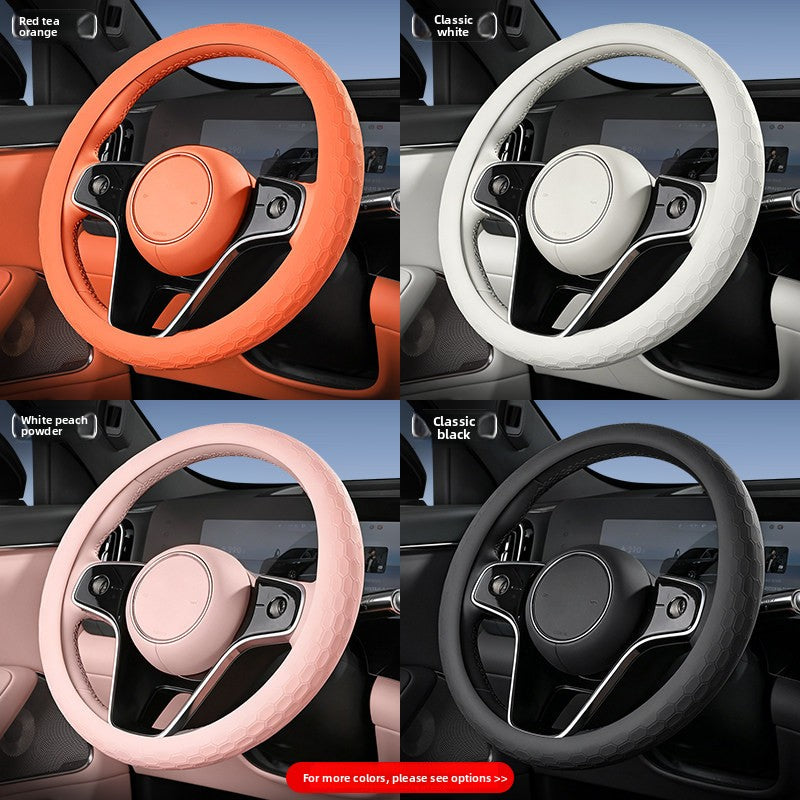Car Silicone Steering Wheel Cover, Thickened, Suitable for All Seasons, Anti-Slip, Breathable Protective Cover, Summer Handle Cover